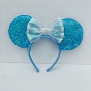 Disney Princess Minnie Mouse Ears Headband Blue Sequin